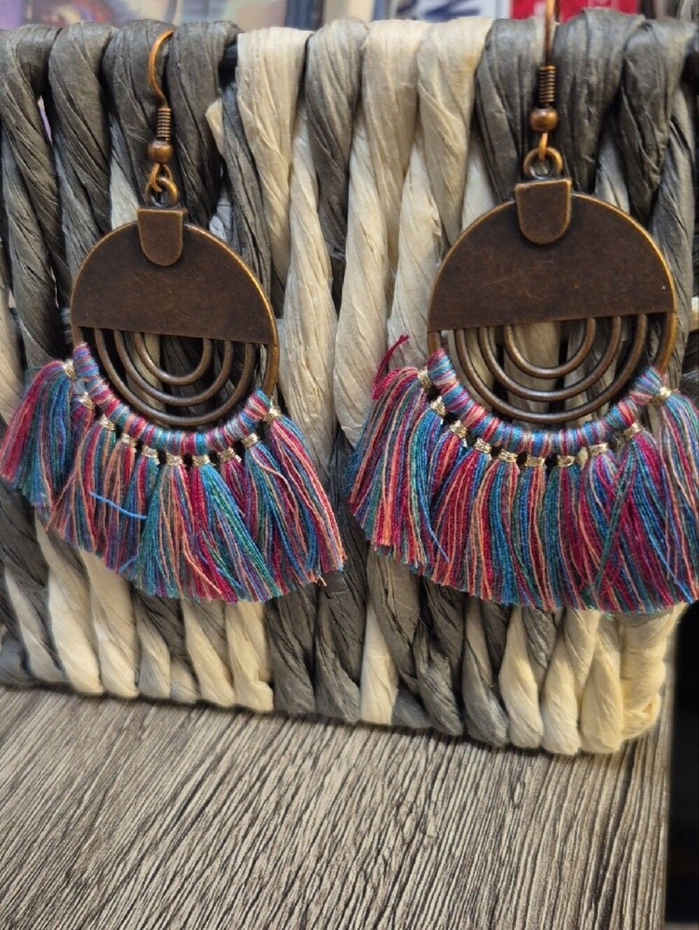 BoldโMulticolor Tassel Fringe Earrings - Blue Pink Teal Purple